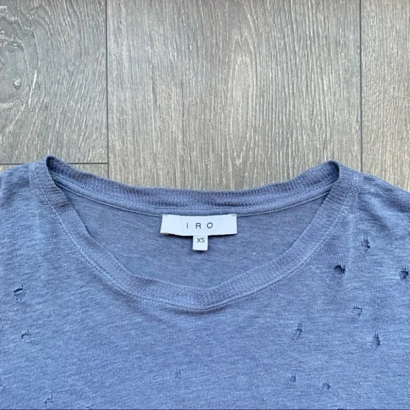 Revolve IRO Clay Distressed Tee T-Shirt Blue Grey short sleeve crew neck Size XS - Picture 5 of 13